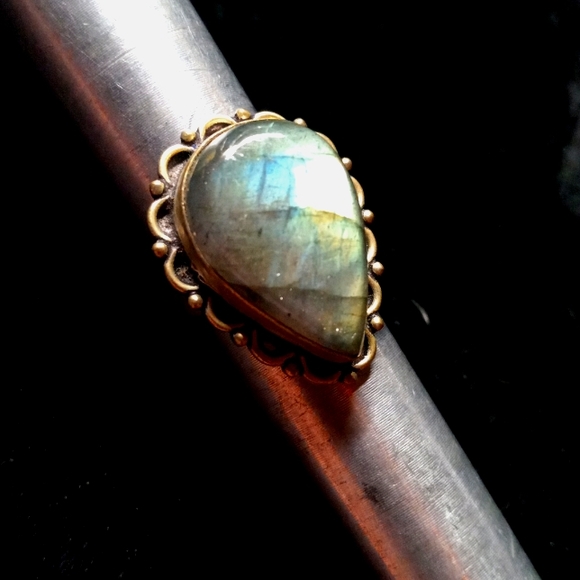 114 NWT Labradorite gemstone crystal 925 silver ring size 7 free shipping sale - Picture 6 of 8